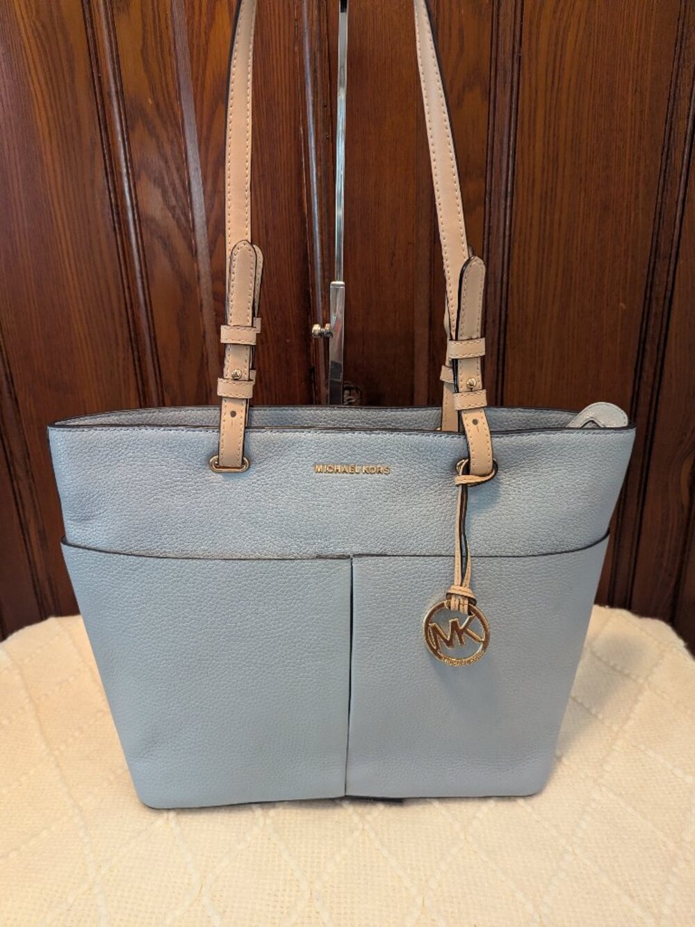 MICHAEL KORS Bedford Pale Blue Pocket Tote
